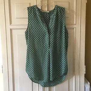 Gibson Patterned Green Sleeveless Blouse